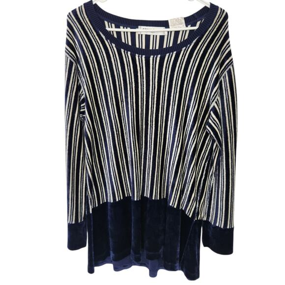 Sonia Rykiel Velvet Striped Relaxed Pullover Nautical Retro - Picture 1 of 7